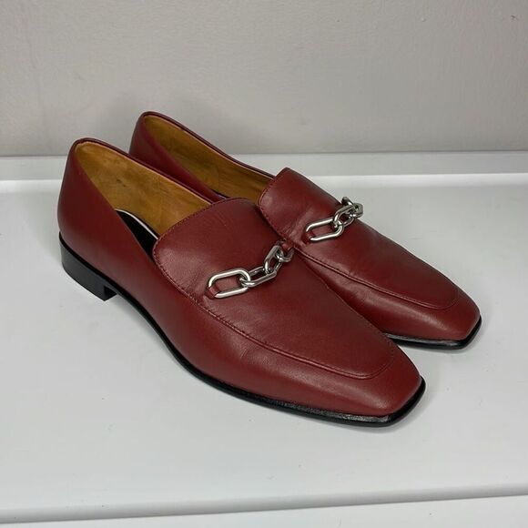 Rag & Bone Women's Dark Red Aslen Square Toe Leather Loafers Size 11 - Picture 2 of 9